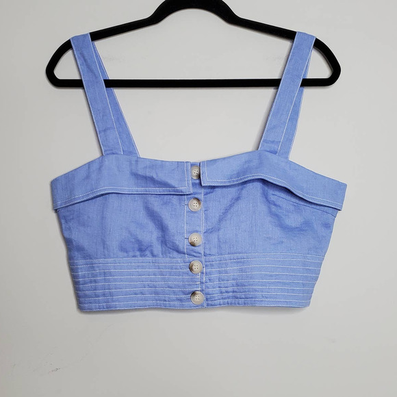 SUBOO • Blue Azure 100% Linen Crop Top NEW Sz 6 - Picture 2 of 8